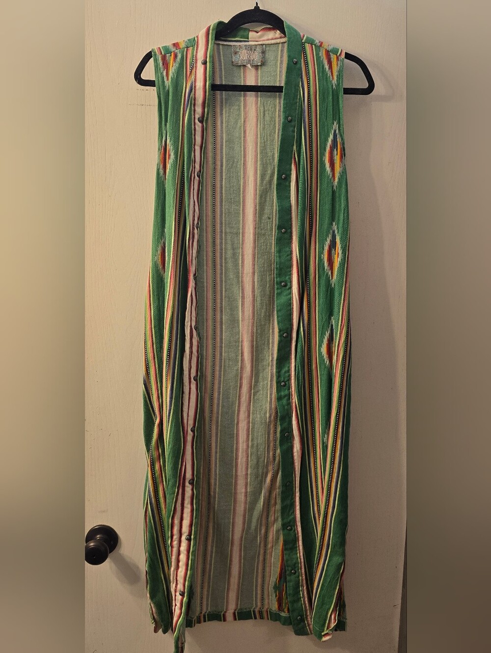 Silverado Green Southwestern-Pattern Long Vest
